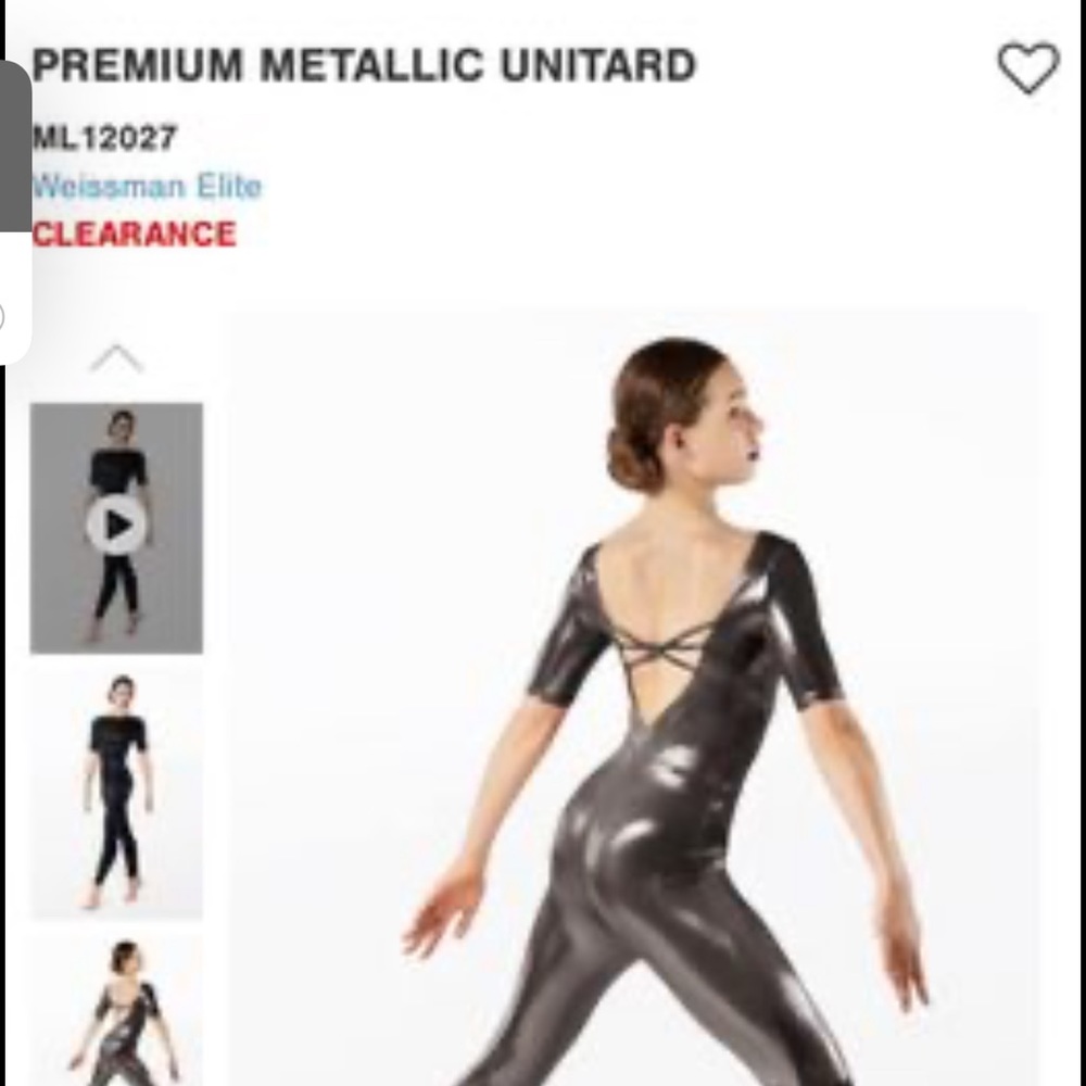 Weissman Metallic Grey Unitard